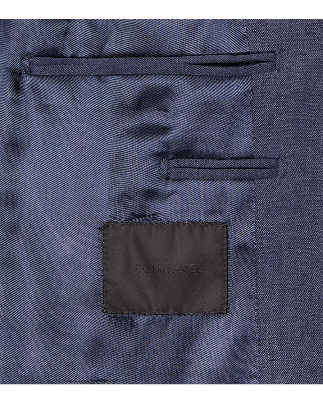 Saman Amel Blazer Aus Leinen in Blue für Herren