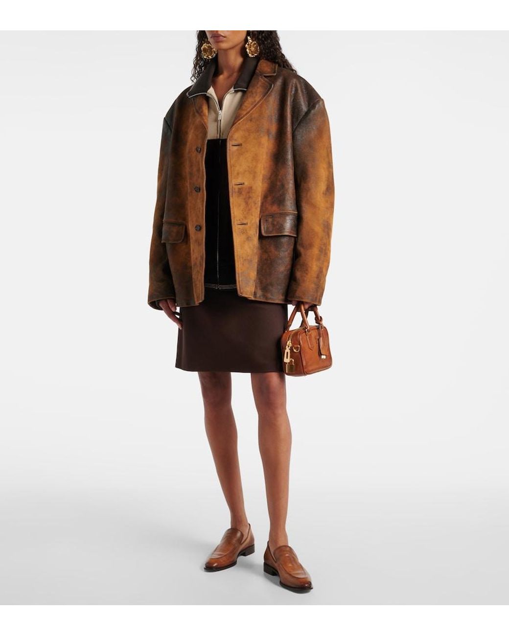 Miu Miu Brown Oversized Suede Jacket