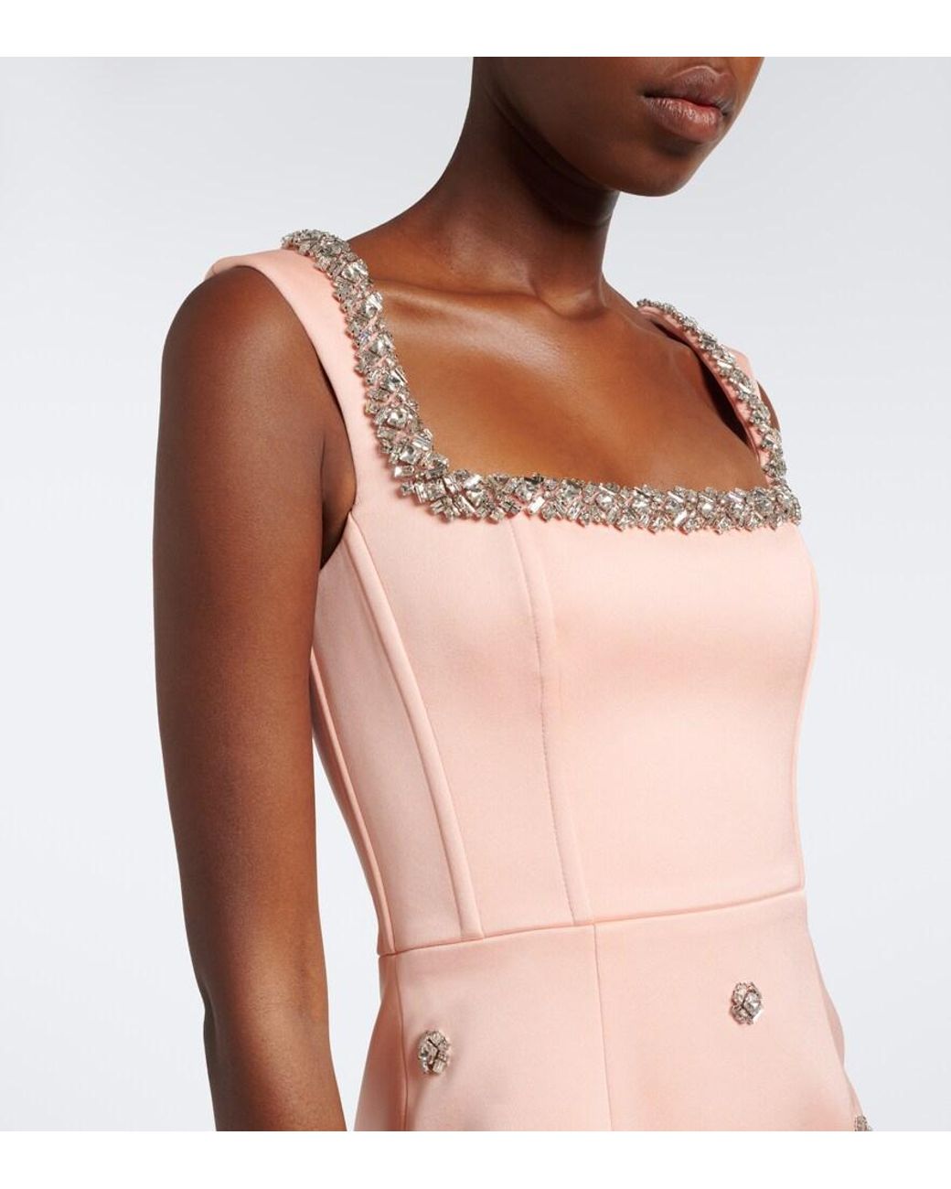 Rebecca Vallance Pink Ayla Embellished Satin Cocktail Dress