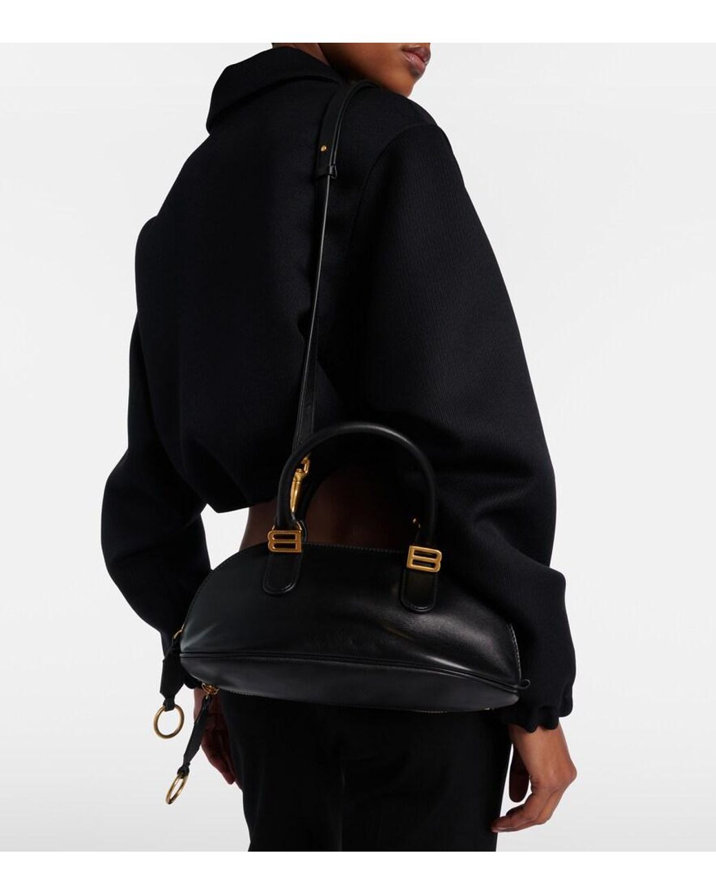 Balenciaga Black Bolero Mini Leather Top-Handle Bag