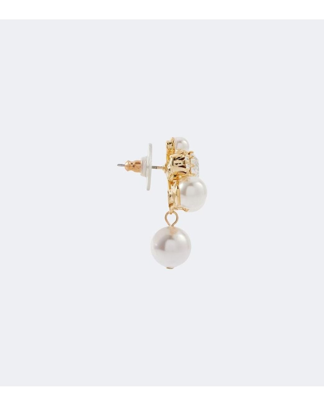 Jennifer Behr White Bristol Crystal-Embellished Faux Pearls-Plated Stud Earrings