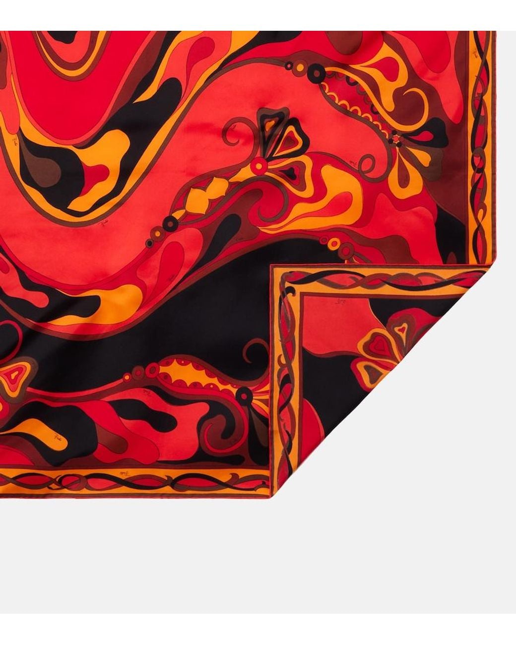 Emilio Pucci Red Manuba Silk Twill Foulard Scarf