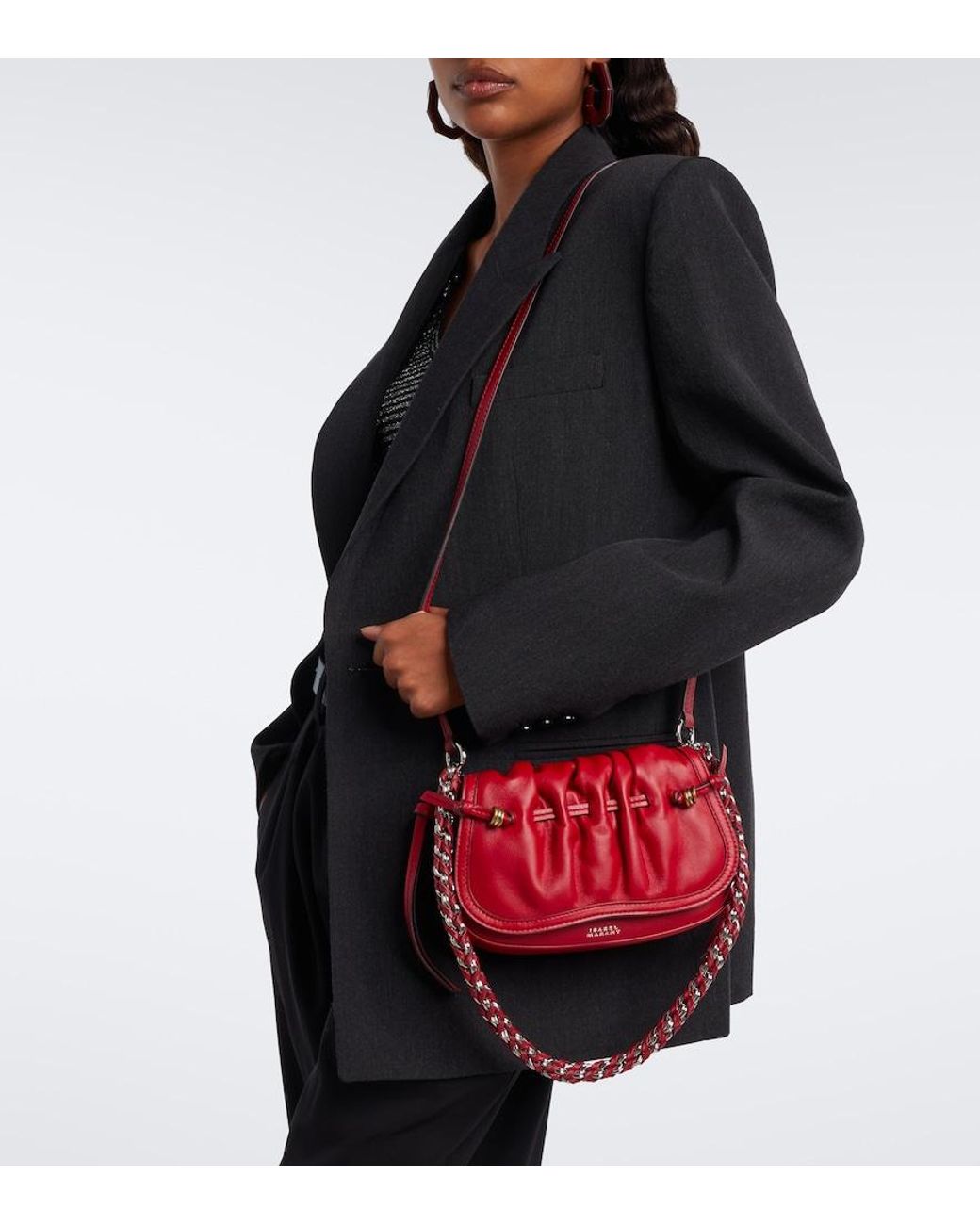 Isabel Marant Red Bolton Xs Leather Shoulder Bag