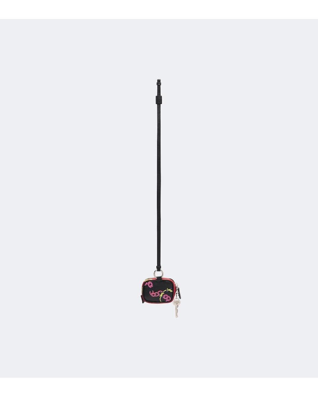 Acne White Camero Clip Printed Leather Earphones Case