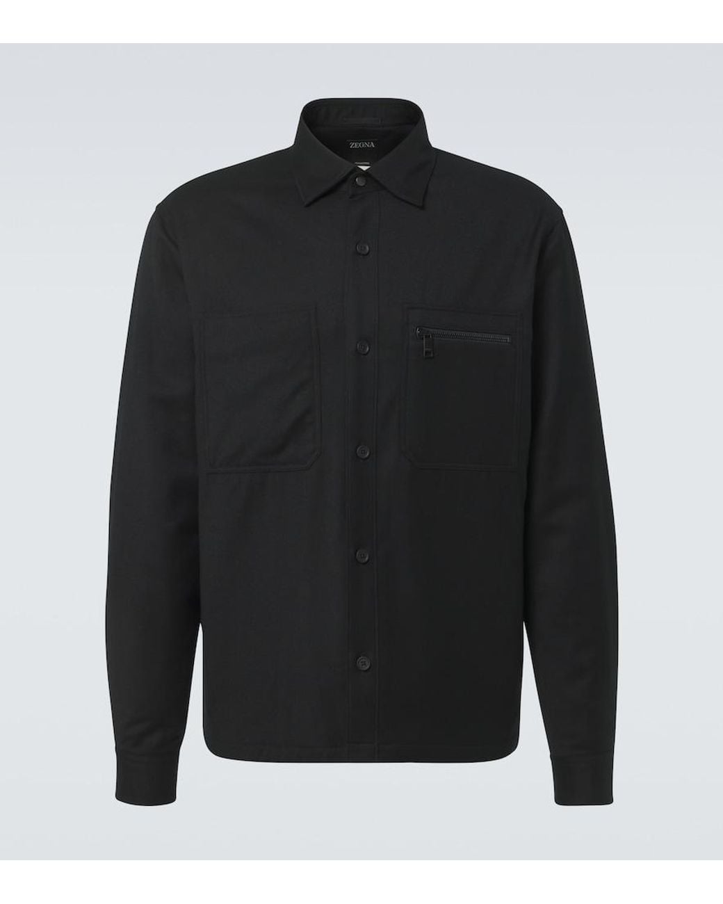 Zegna Black Technical Wool Overshirt for men