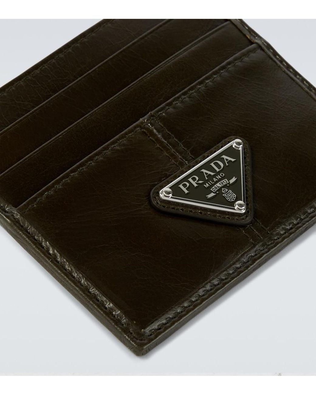 Prada Black Logo Leather Card Holder for men