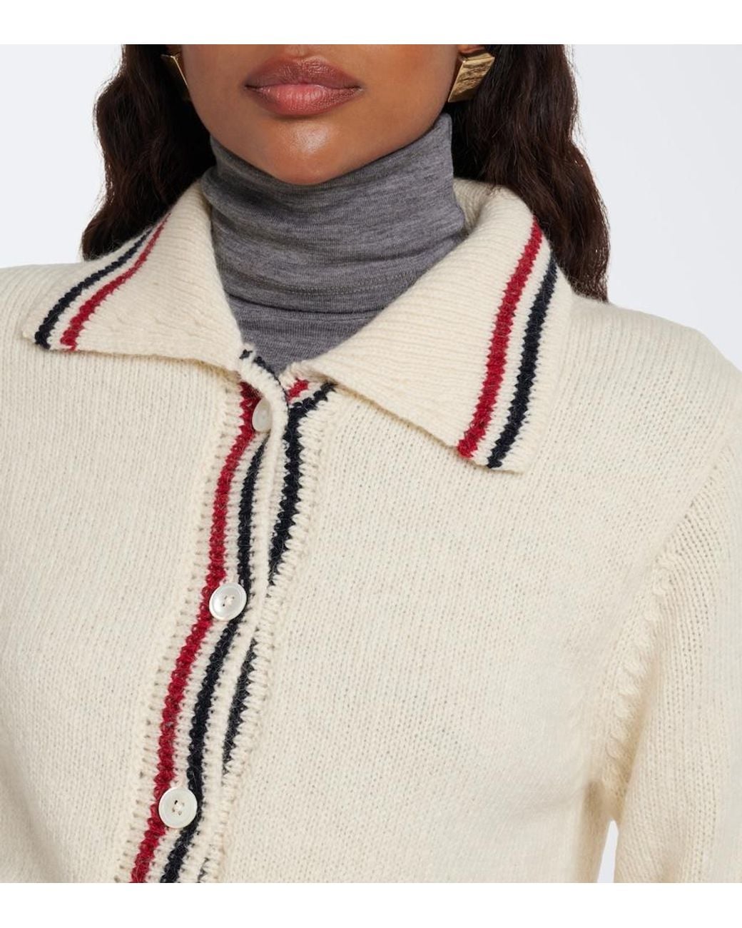 Thom Browne Natural Wool And Mohair Cardigan