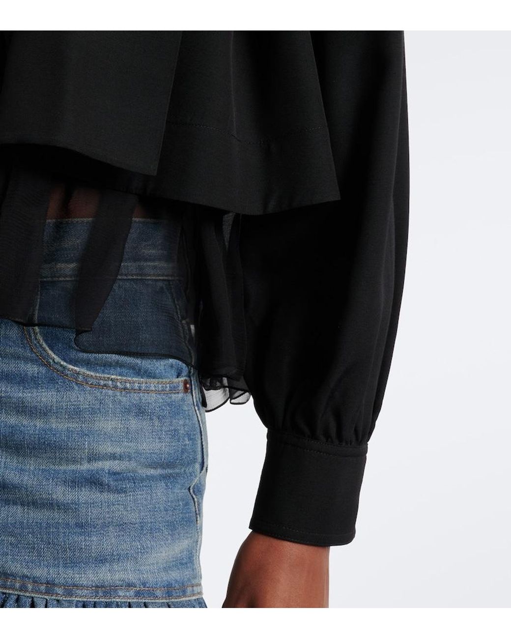 Chloé Black Gathered Cropped Faille Jacket