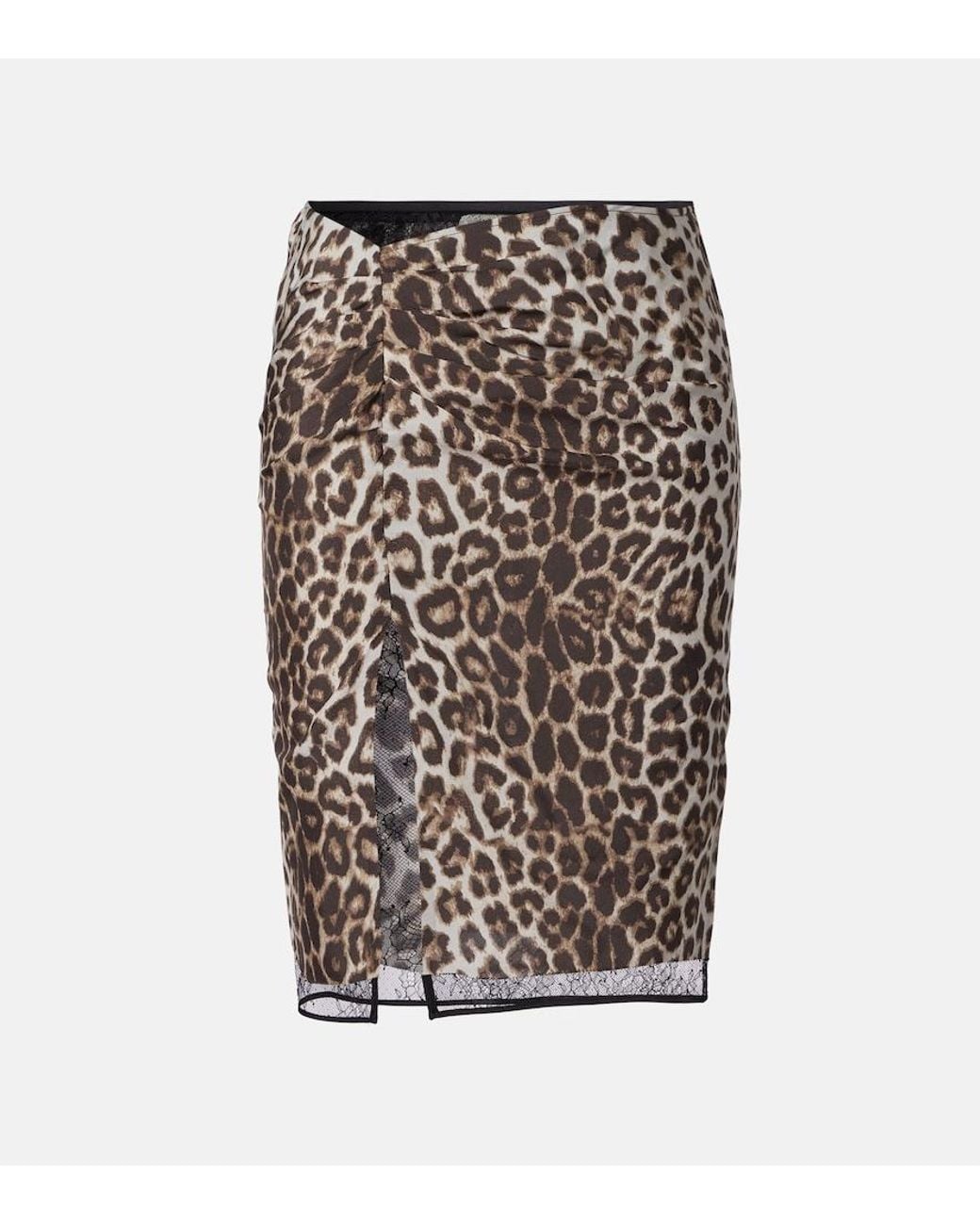 JACQUES WEI Multicolor Leopard-Print Silk Lace Miniskirt