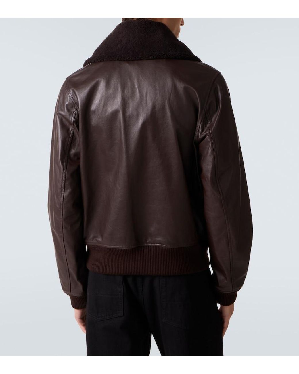 Our Legacy Black Pharos Leather Bomber Jacket for men