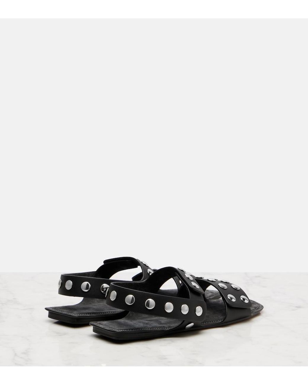 Khaite Black Boden Studded Leather Sandals