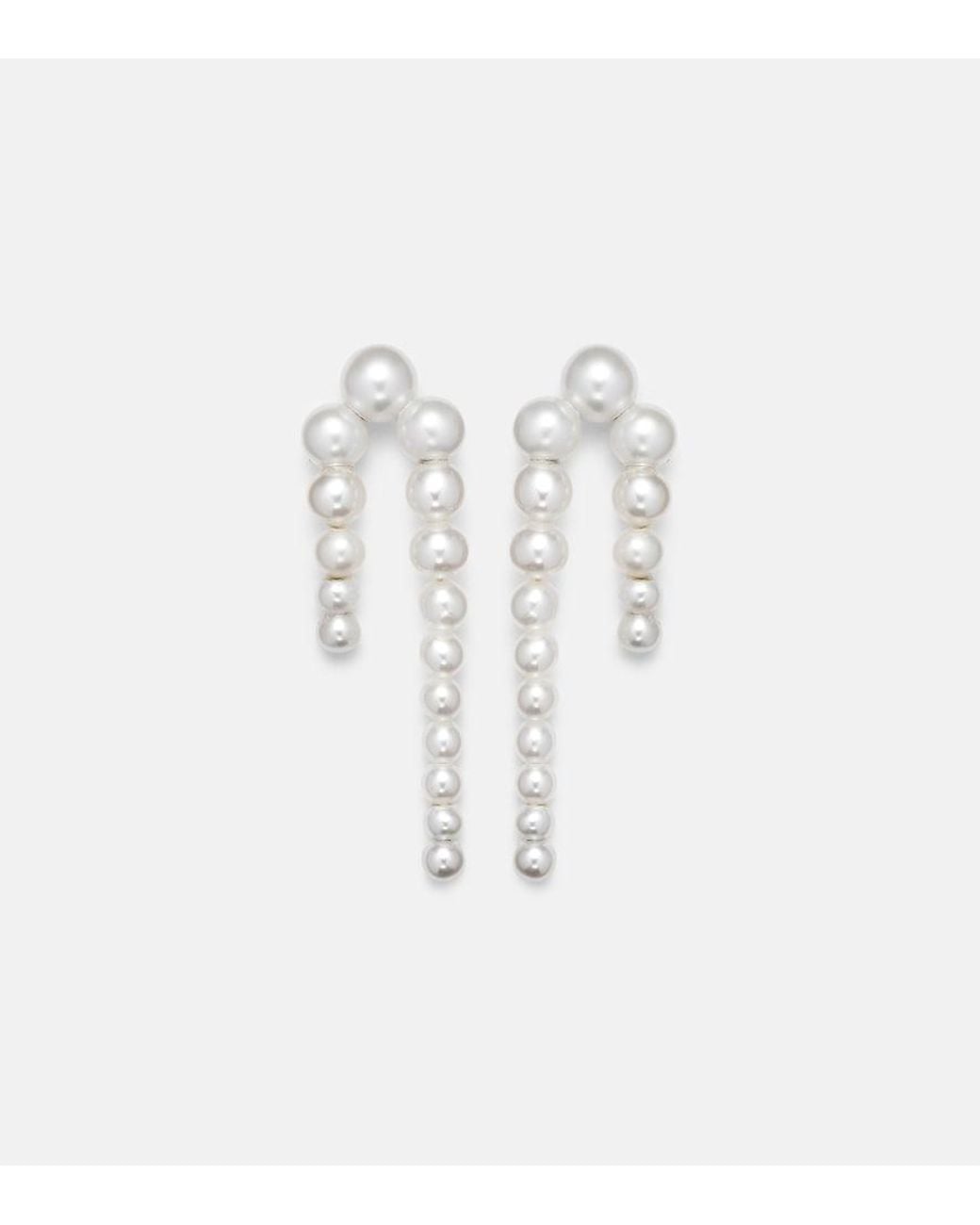 Sophie Bille Brahe White Petite Perle Nuit 14Kt And Pearl Earrings