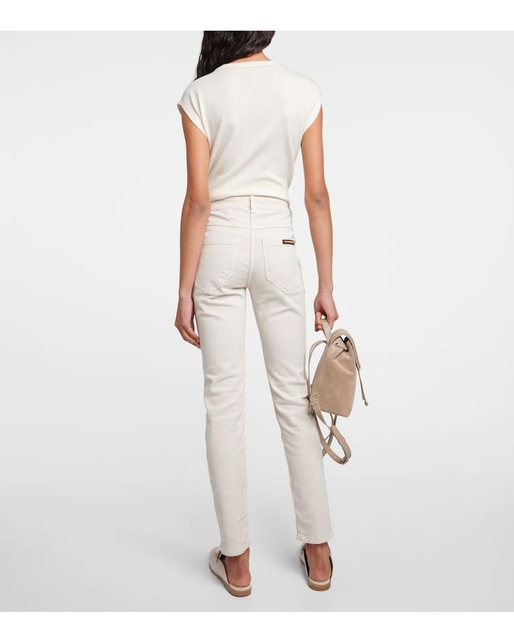 Brunello Cucinelli Natural Mid-Rise Slim Jeans
