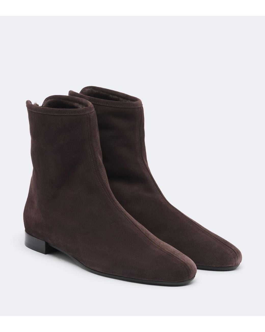 Totême Brown Shearling-Lined Suede Ankle Boots
