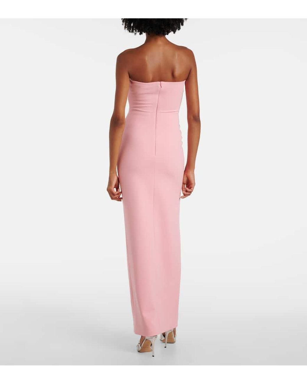 Solace London Pink Bysha Strapless Crepe Gown