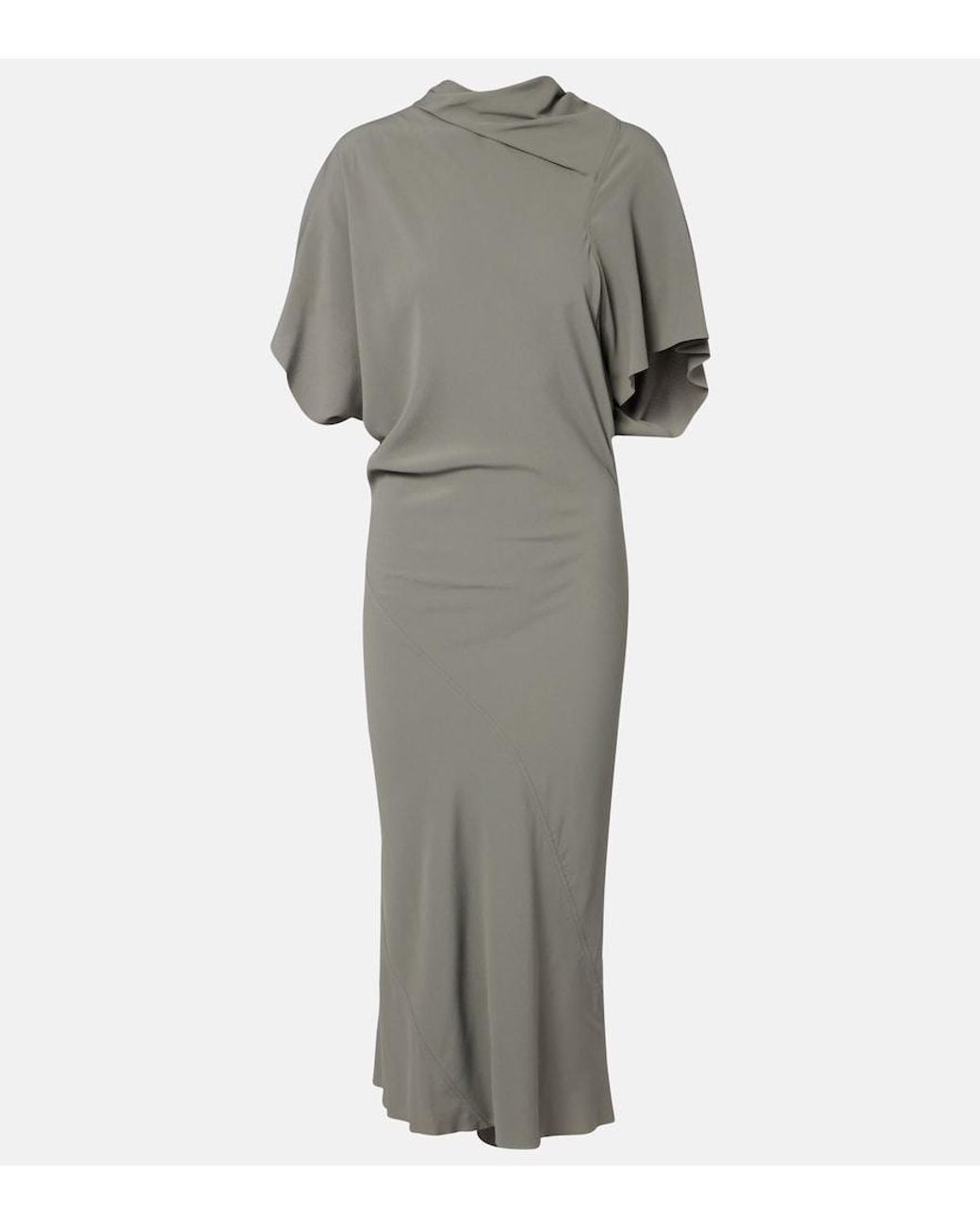 Rick Owens Gray Seb Draped Midi Dress