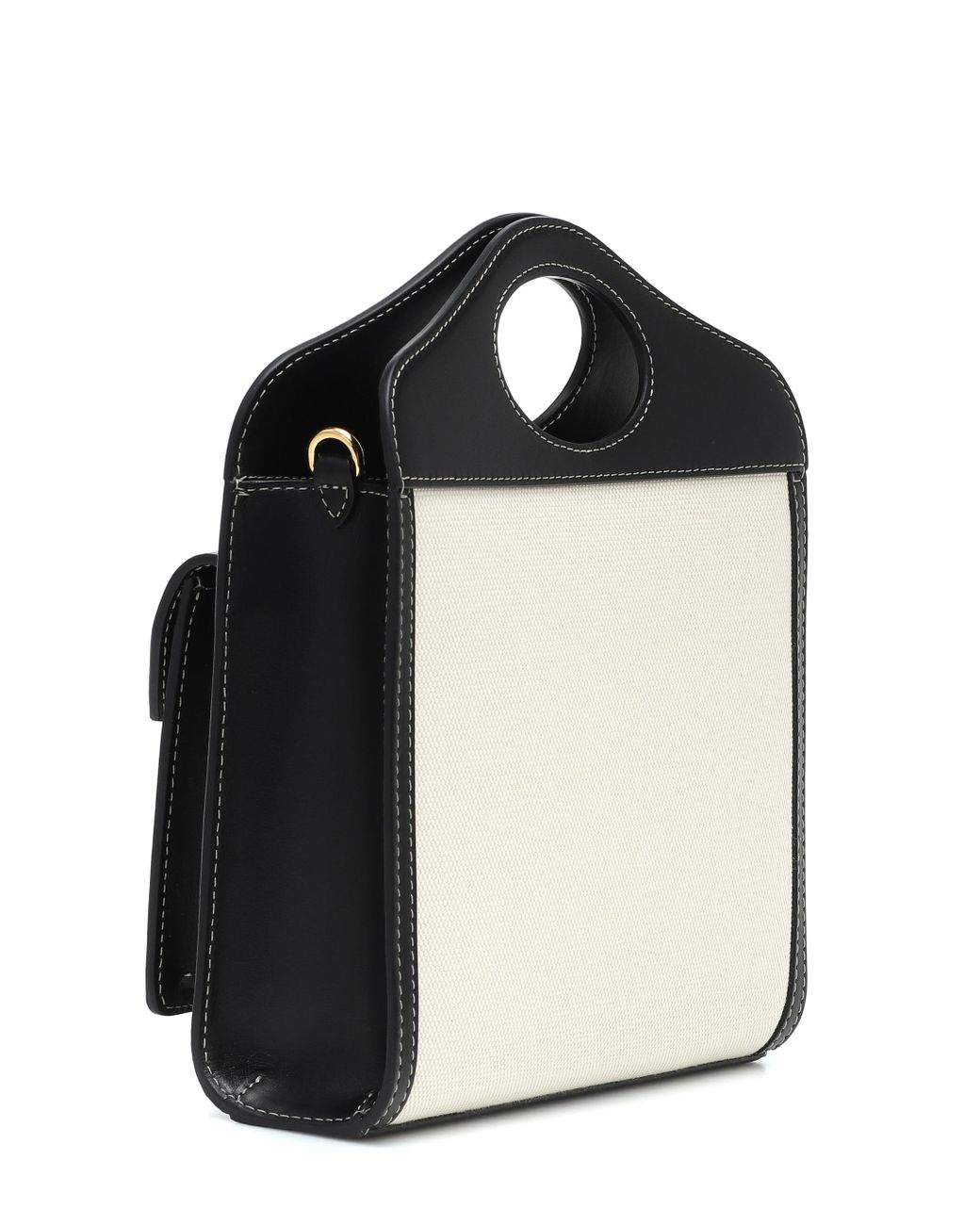 mini logo graphic canvas and leather pocket bag