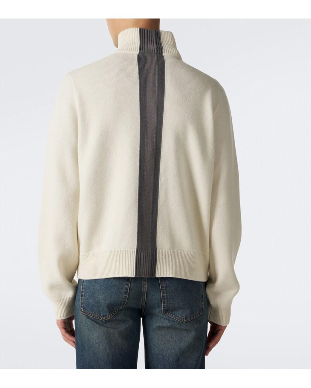 Gucci White Wool Zip-Up Sweater for men