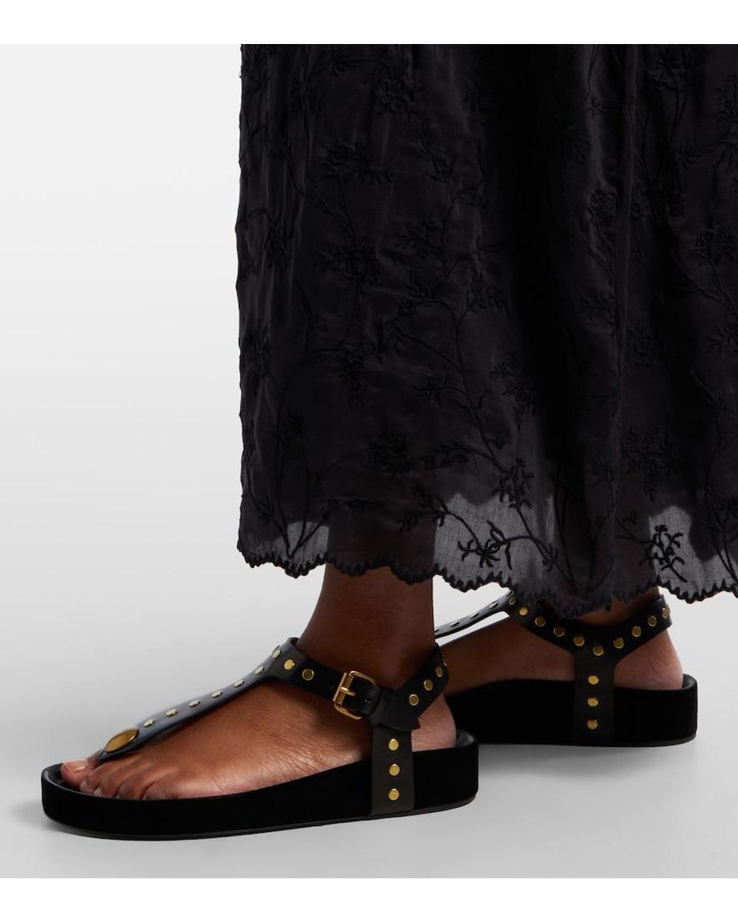 Isabel Marant Black Enore Studded Leather Thong Sandals