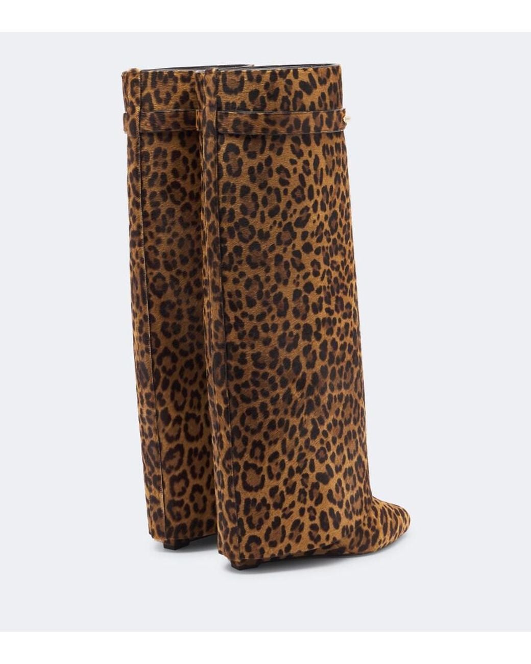 Givenchy Brown Shark Pinch Calf Hair Knee-High Boots