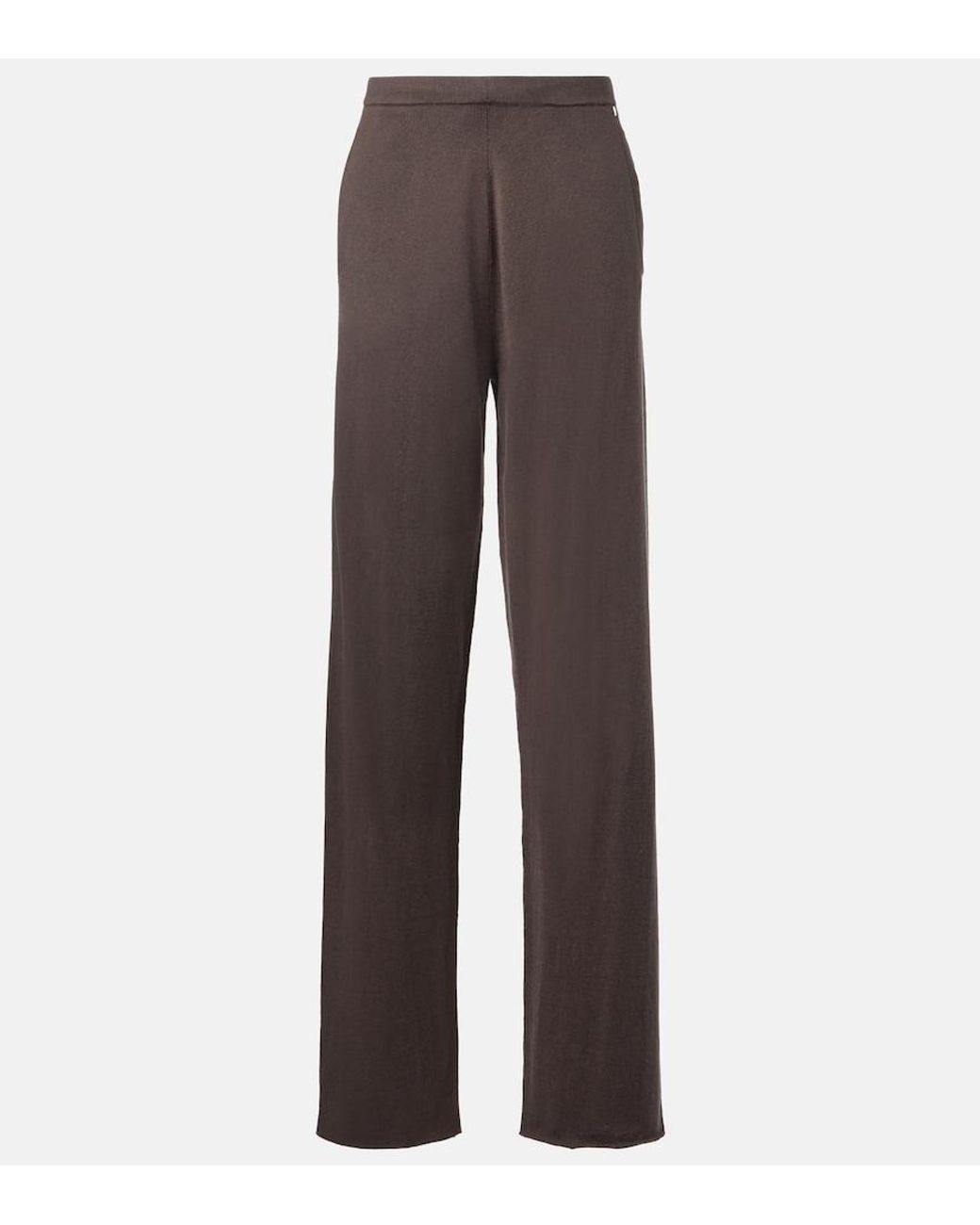 Extreme Cashmere Brown N°353 Relax Cotton And Cashmere Wide-Leg Pants