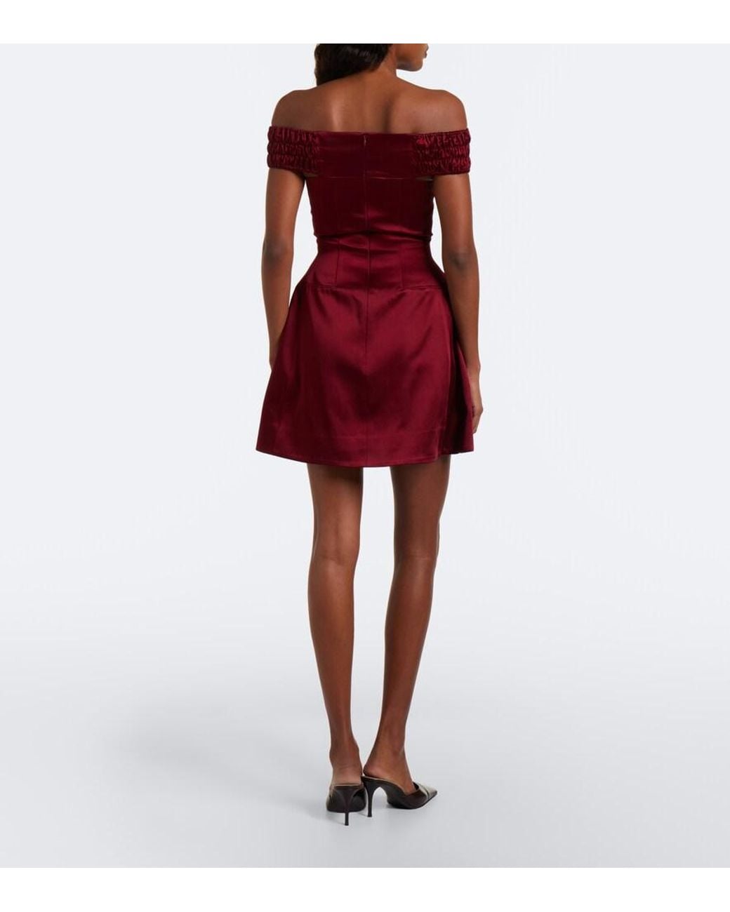 ShuShu/Tong Red Off-Shoulder Cotton-Blend Minidress