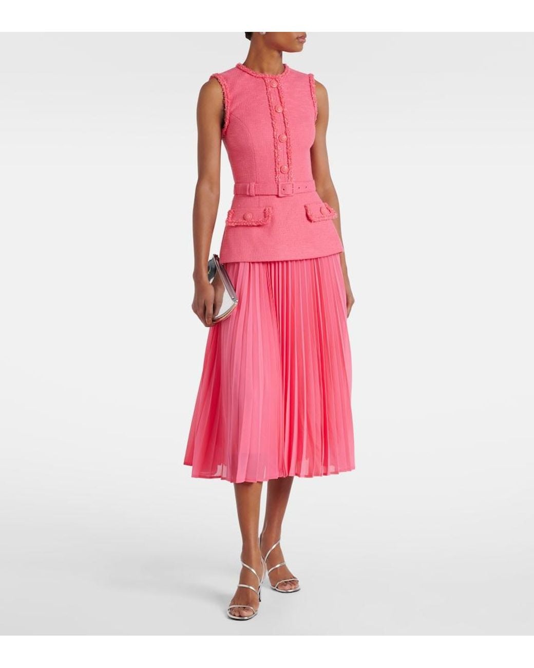 Rebecca Vallance Pink Montana Crepe And Georgette Midi Dress