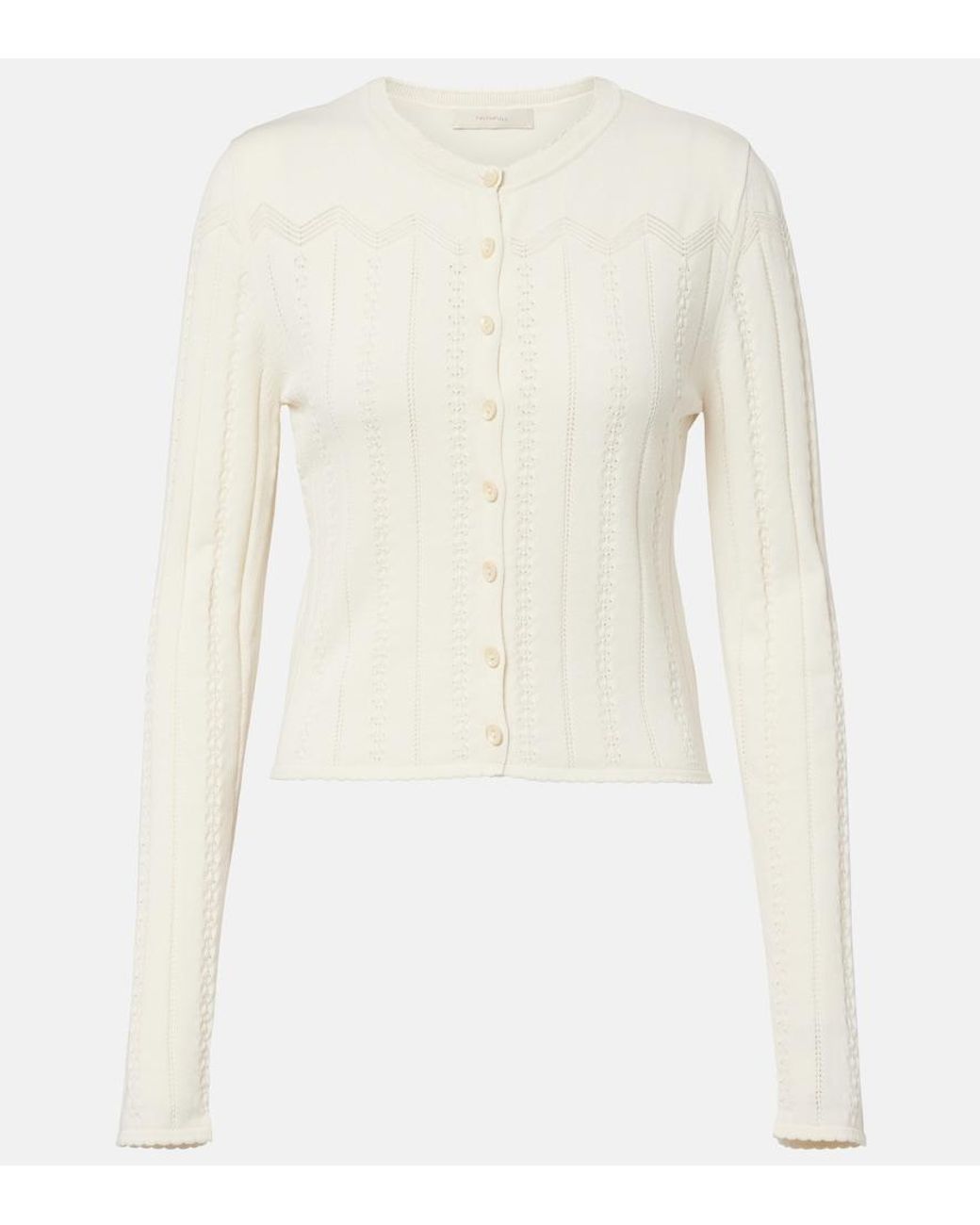 Faithfull The Brand White Esme Pointelle Cotton-Blend Cardigan