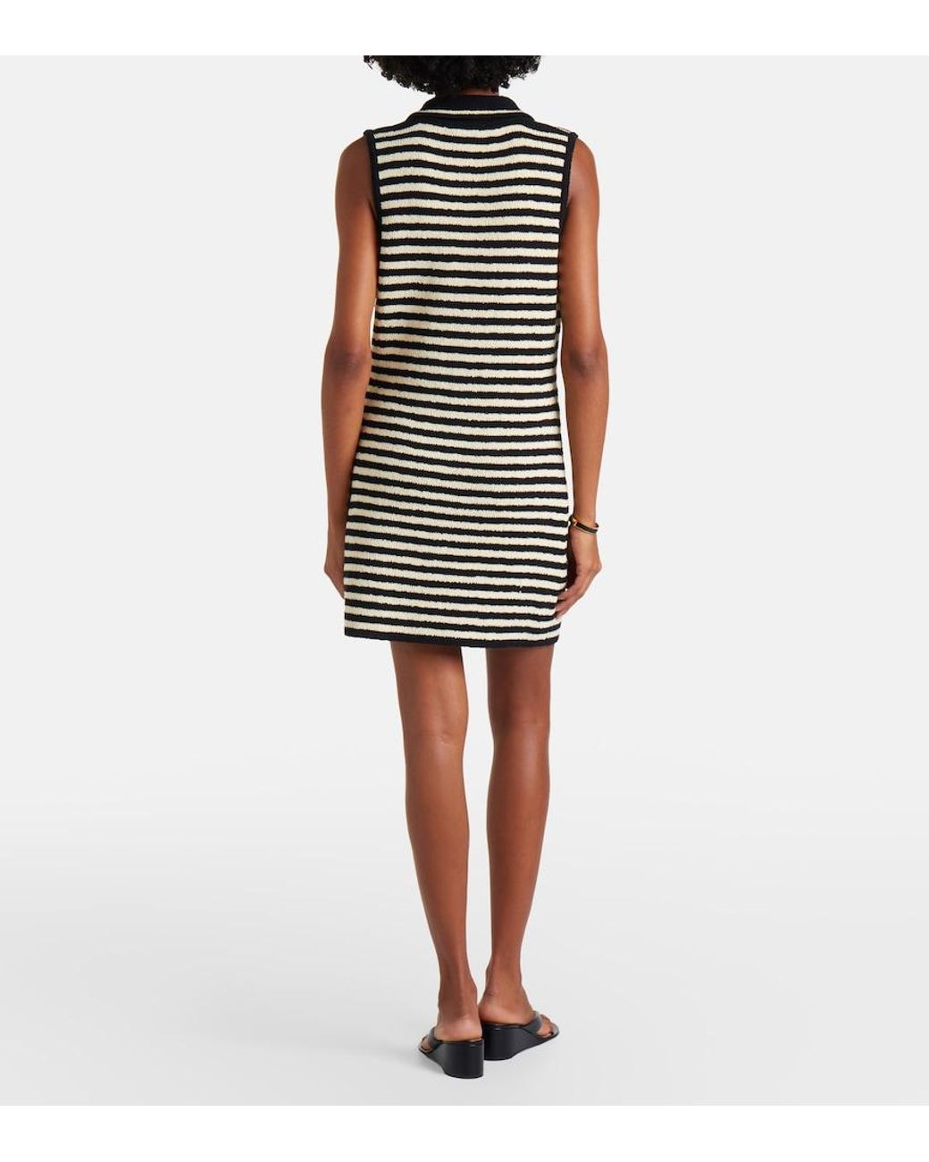 Altuzarra Black Mamie Striped Cotton-Blend Polo Dress