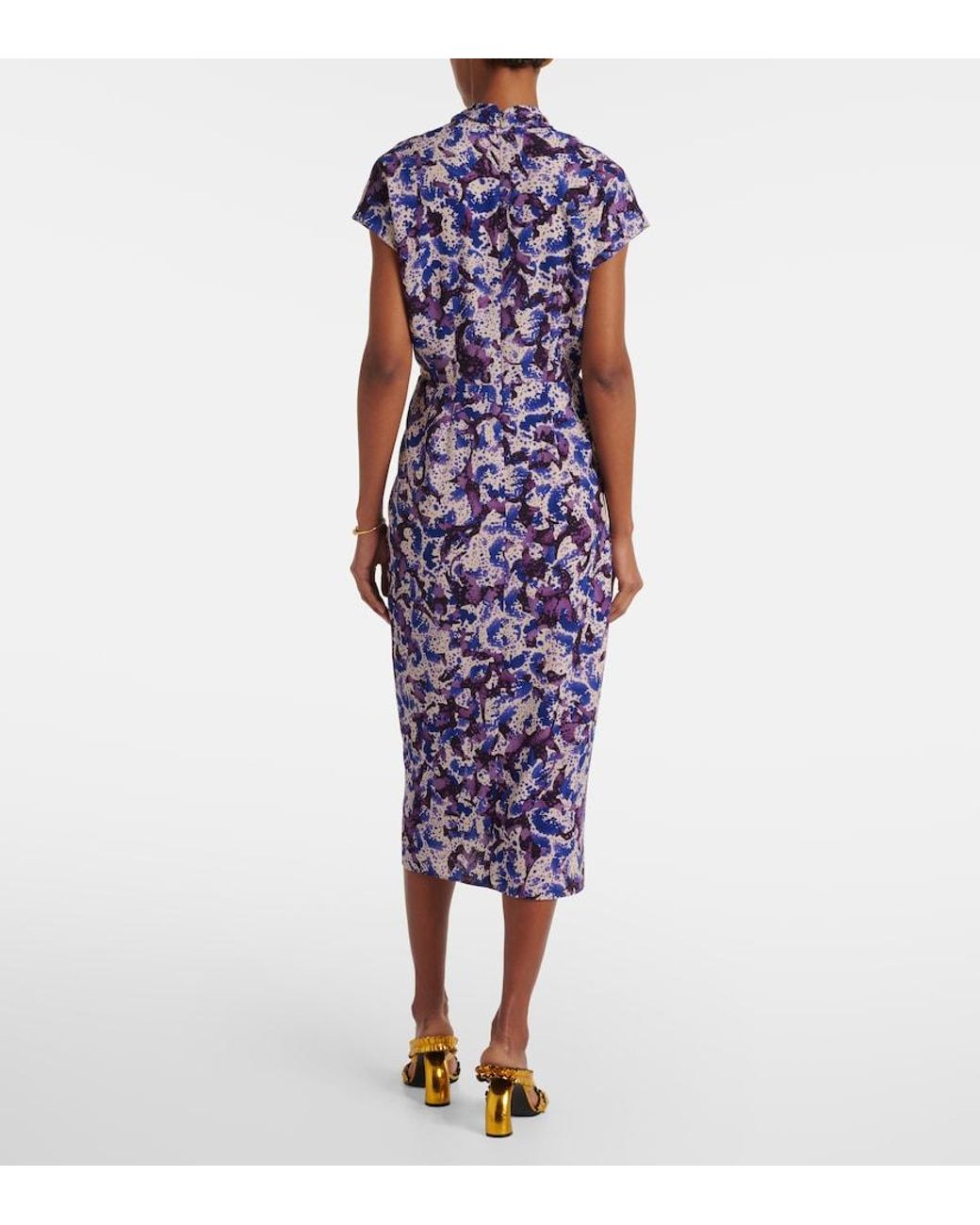 Dries Van Noten Purple Printed Midi Dress