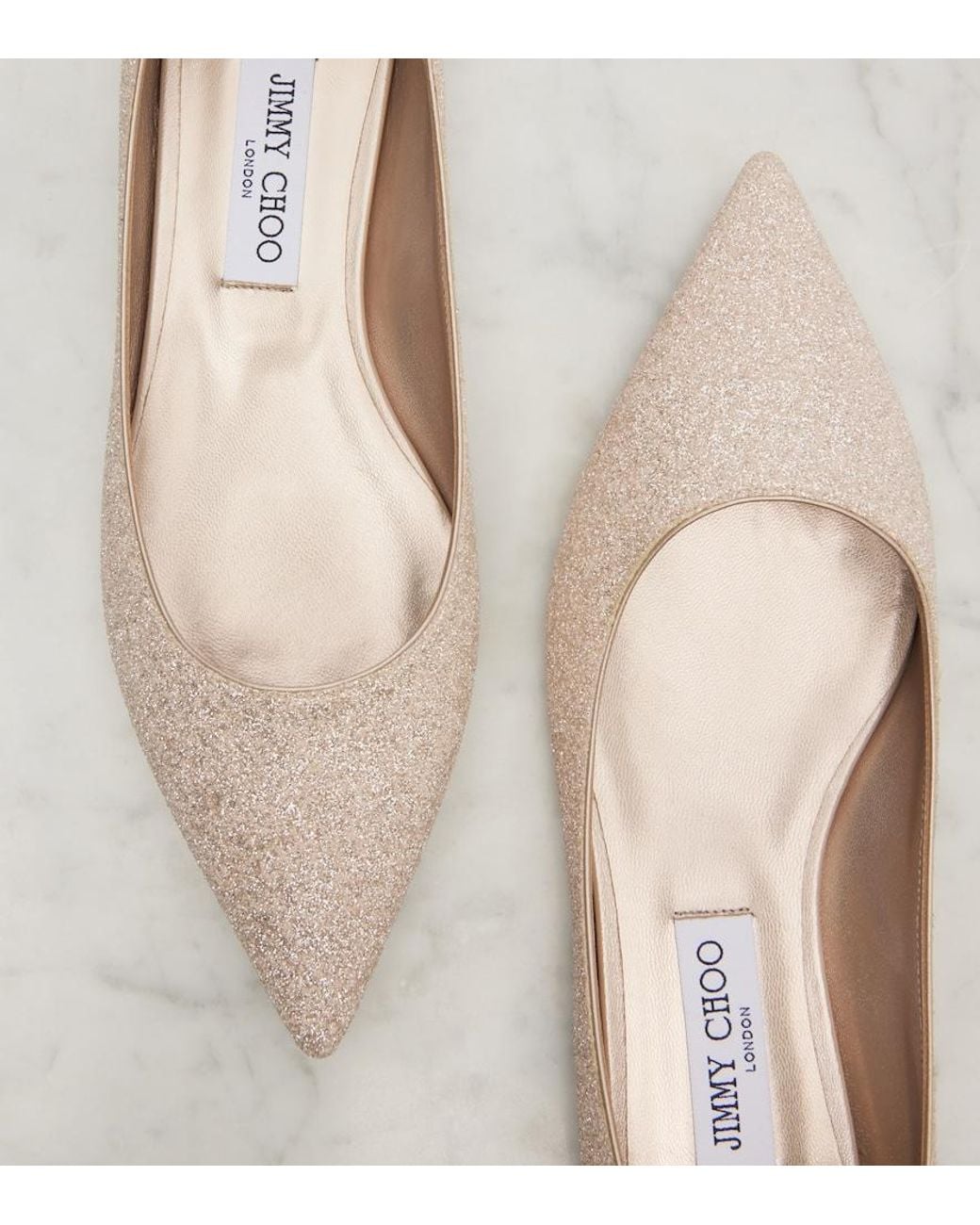 Jimmy Choo Natural Love Glitter Ballet Flats
