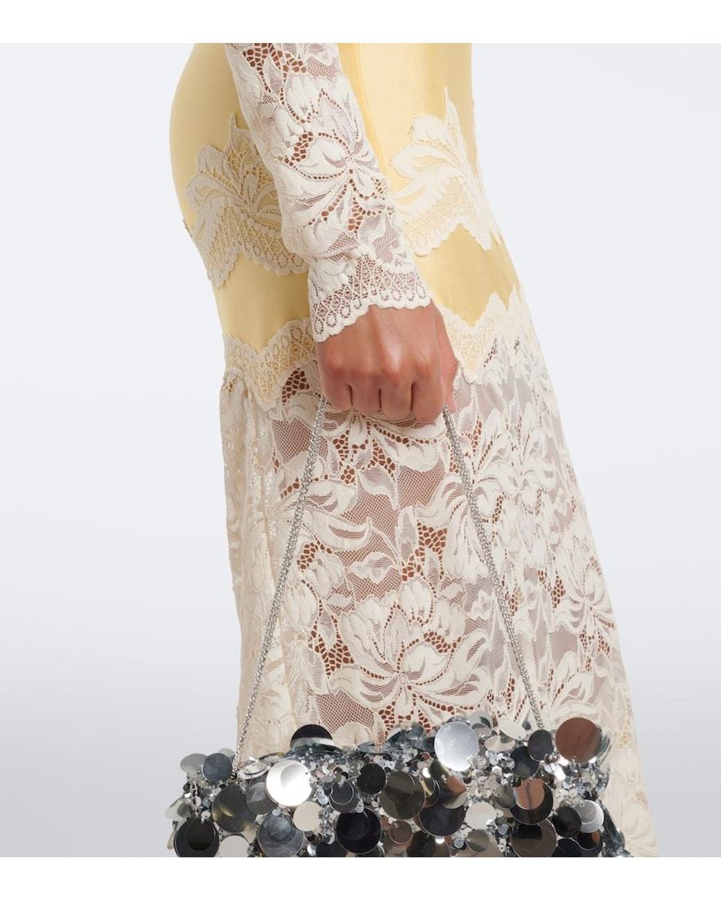 Rabanne White Lace And Satin Maxi Dress