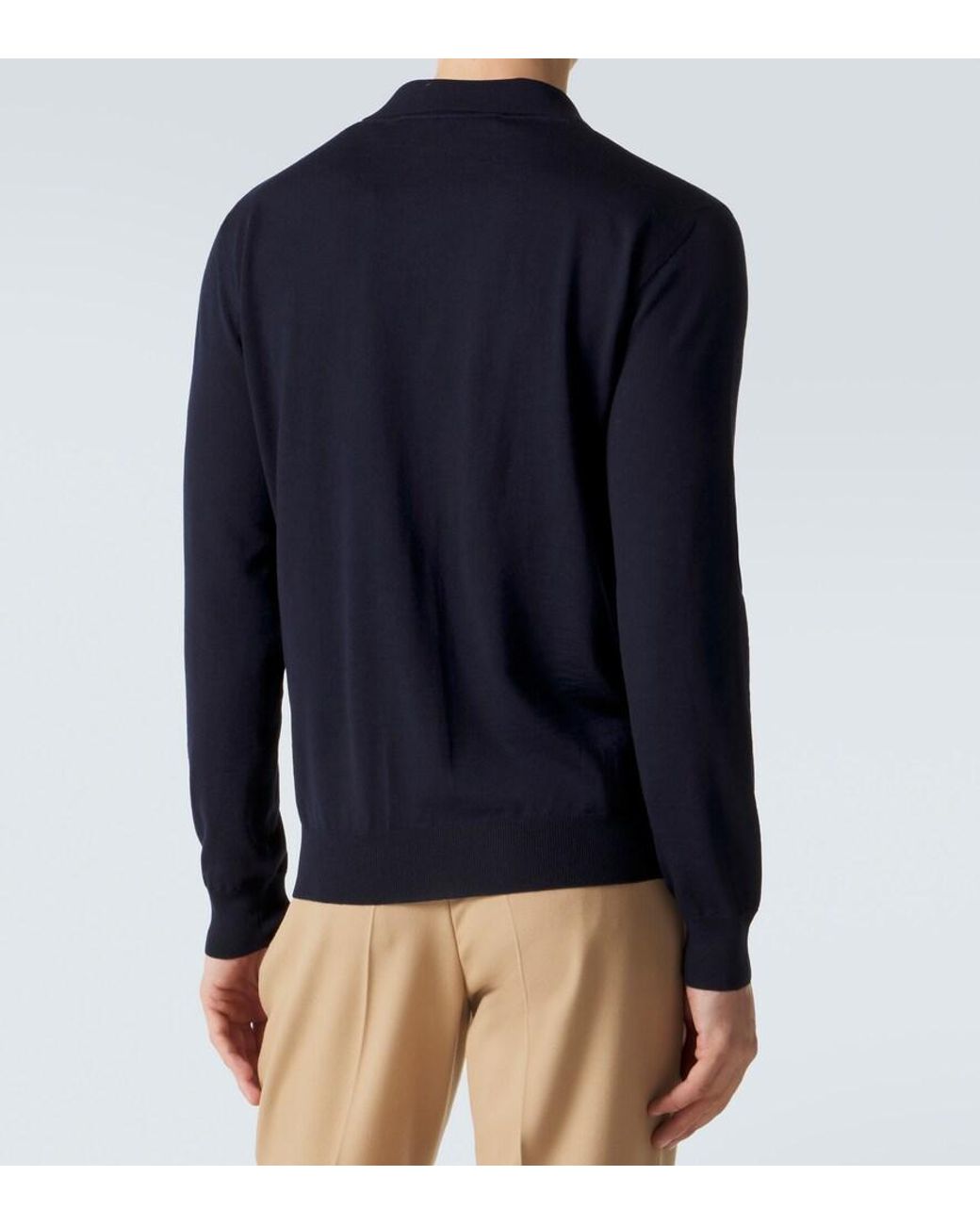 Valentino Garavani Blue Vlogo Virgin Wool Polo Sweater for men