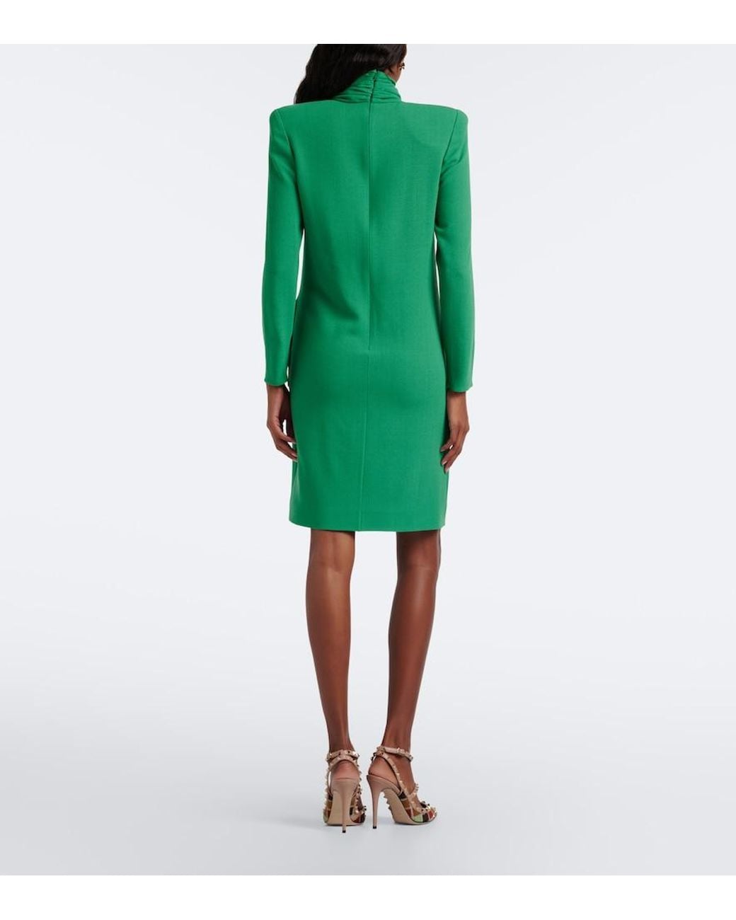 Valentino Garavani Green Virgin Wool Minidress