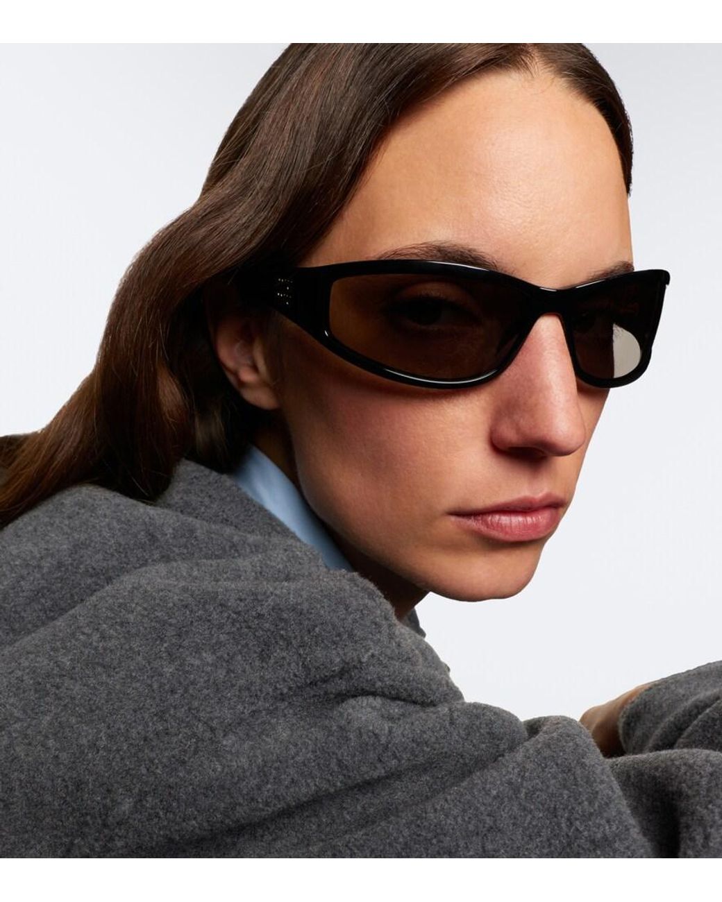 Miu Miu Black Signature Rectangular Sunglasses