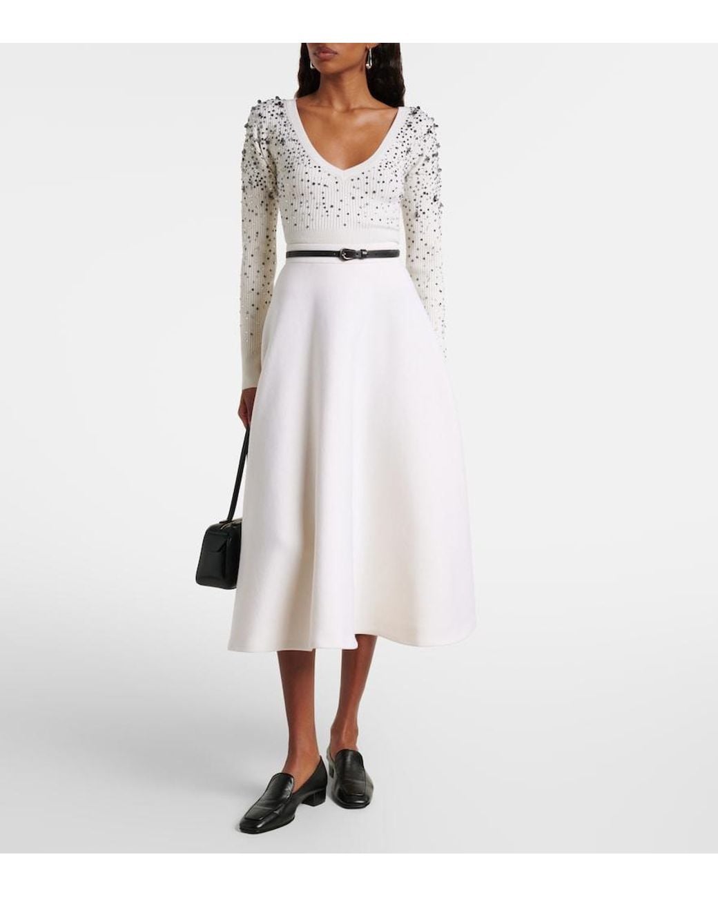 Max Mara White Gang Embellished Wool-Blend Sweater