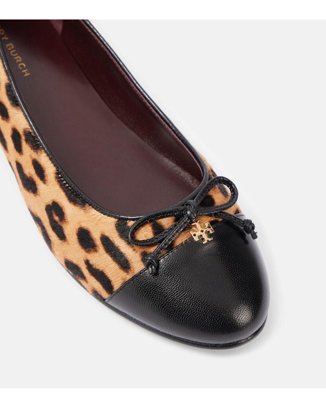 Tory Burch Brown Leopard-Print Calf Hair And Leather Ballet Flats