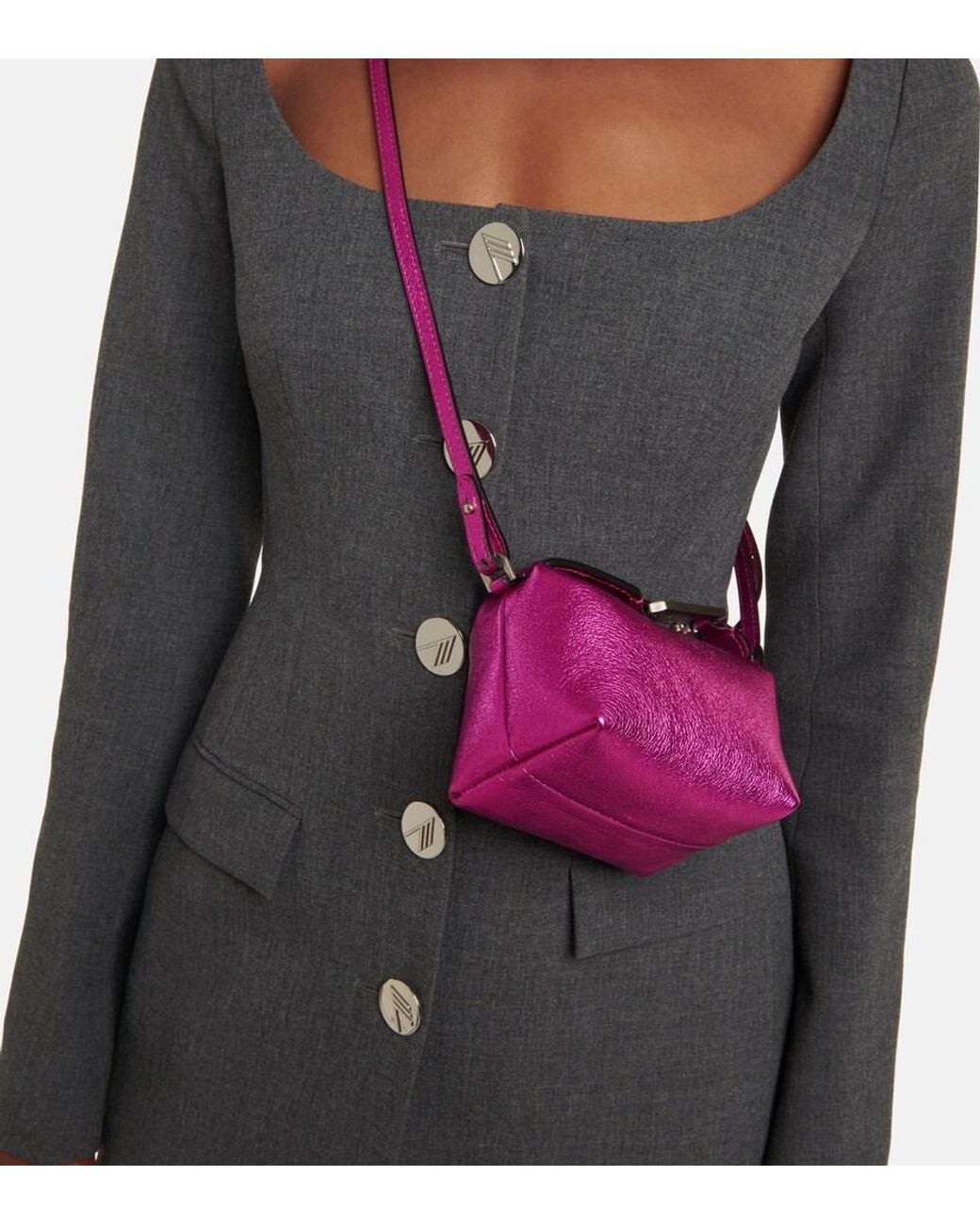 Eera Purple Moonbag Metallic Leather Clutch