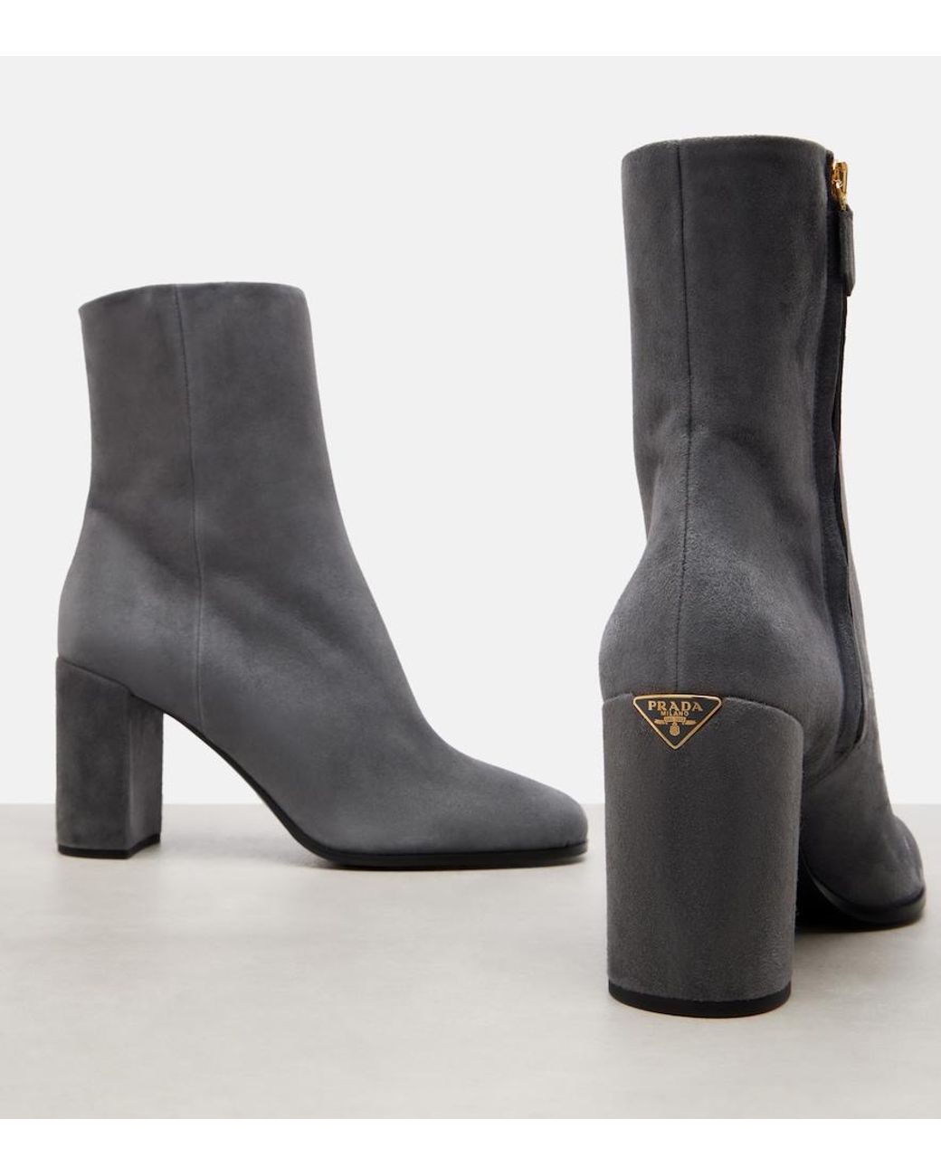 Prada Black Ankle Boots 85 Aus Veloursleder