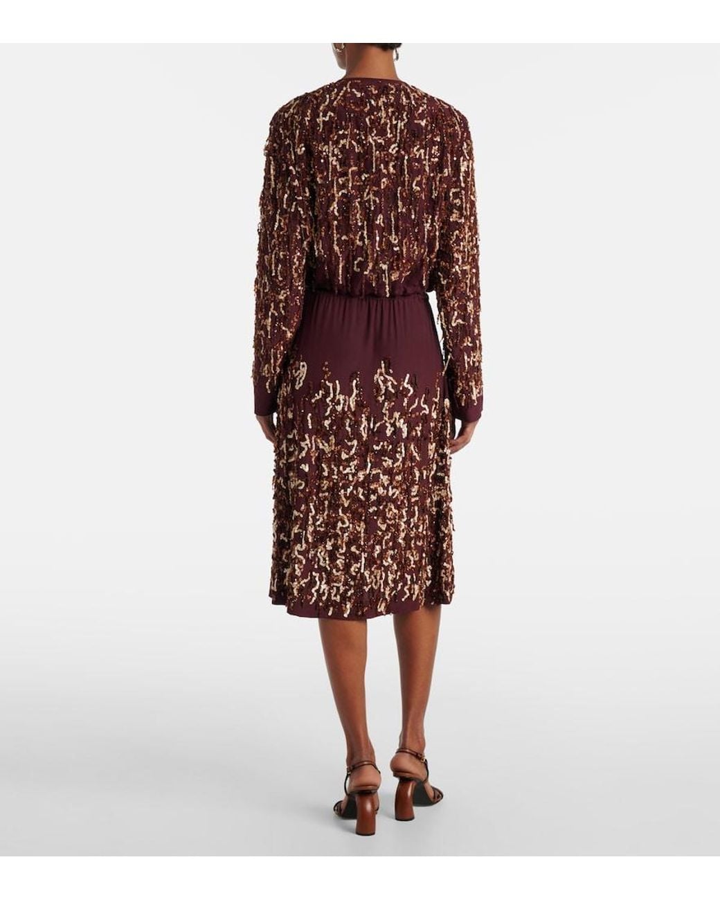 Dries Van Noten Purple Sequined Silk Midi Skirt
