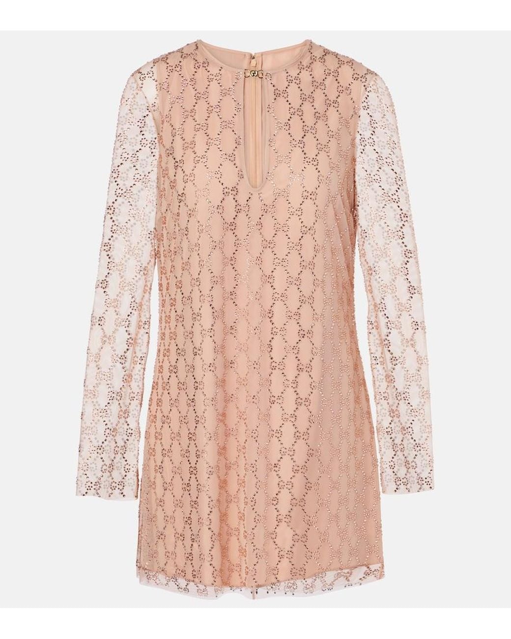 Gucci Gg Crystal Tulle Minidress in Pink | Lyst