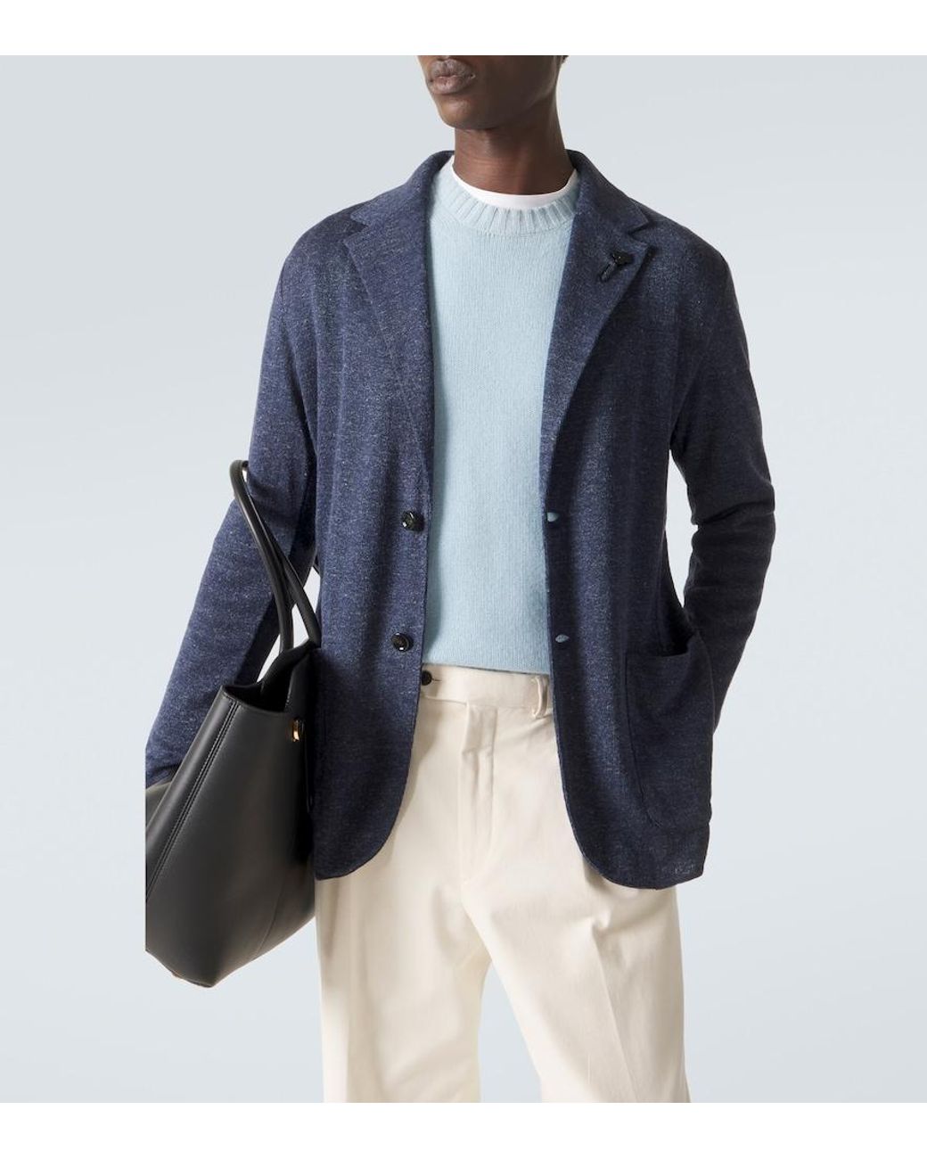 Lardini Blue Linen And Silk Blazer for men