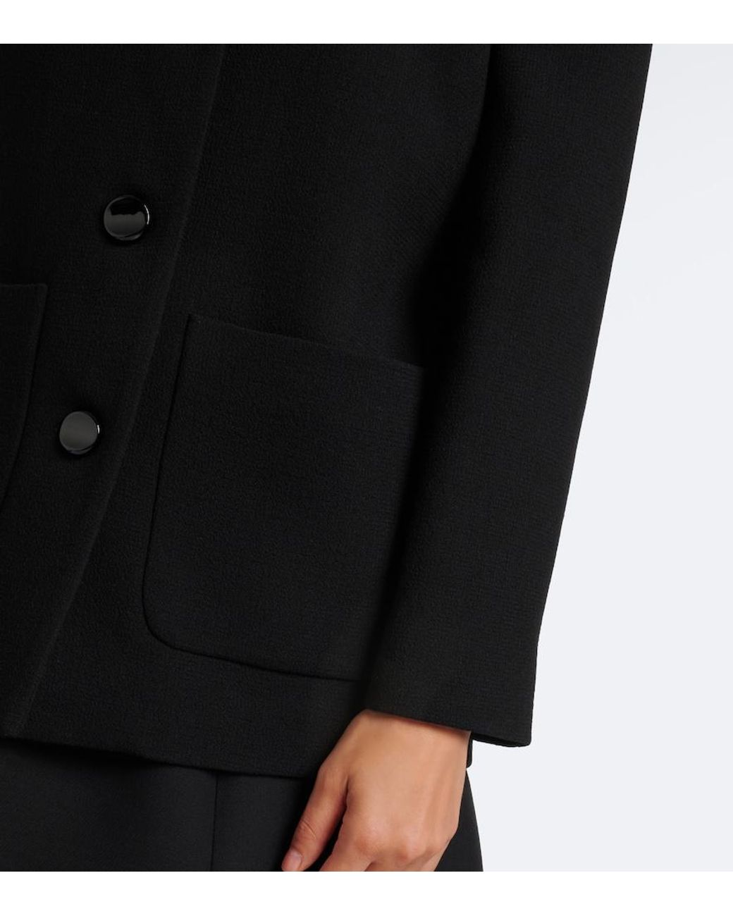 Valentino Garavani Black Embellished Virgin Wool Crepe Jacket