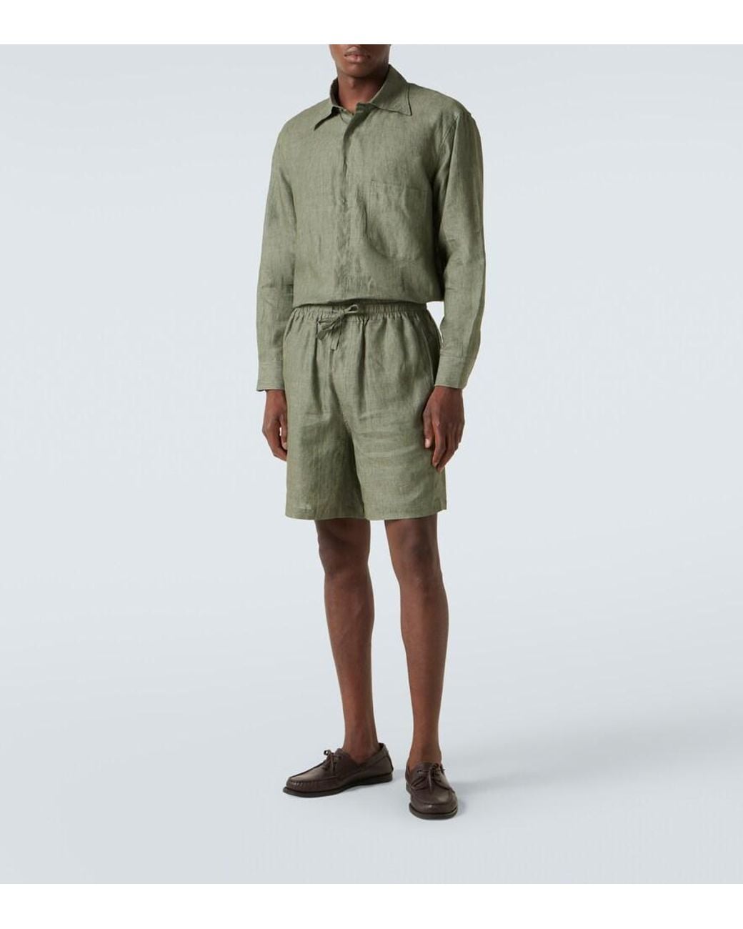 Saman Amel Hemd Resort Aus Leinen in Green für Herren