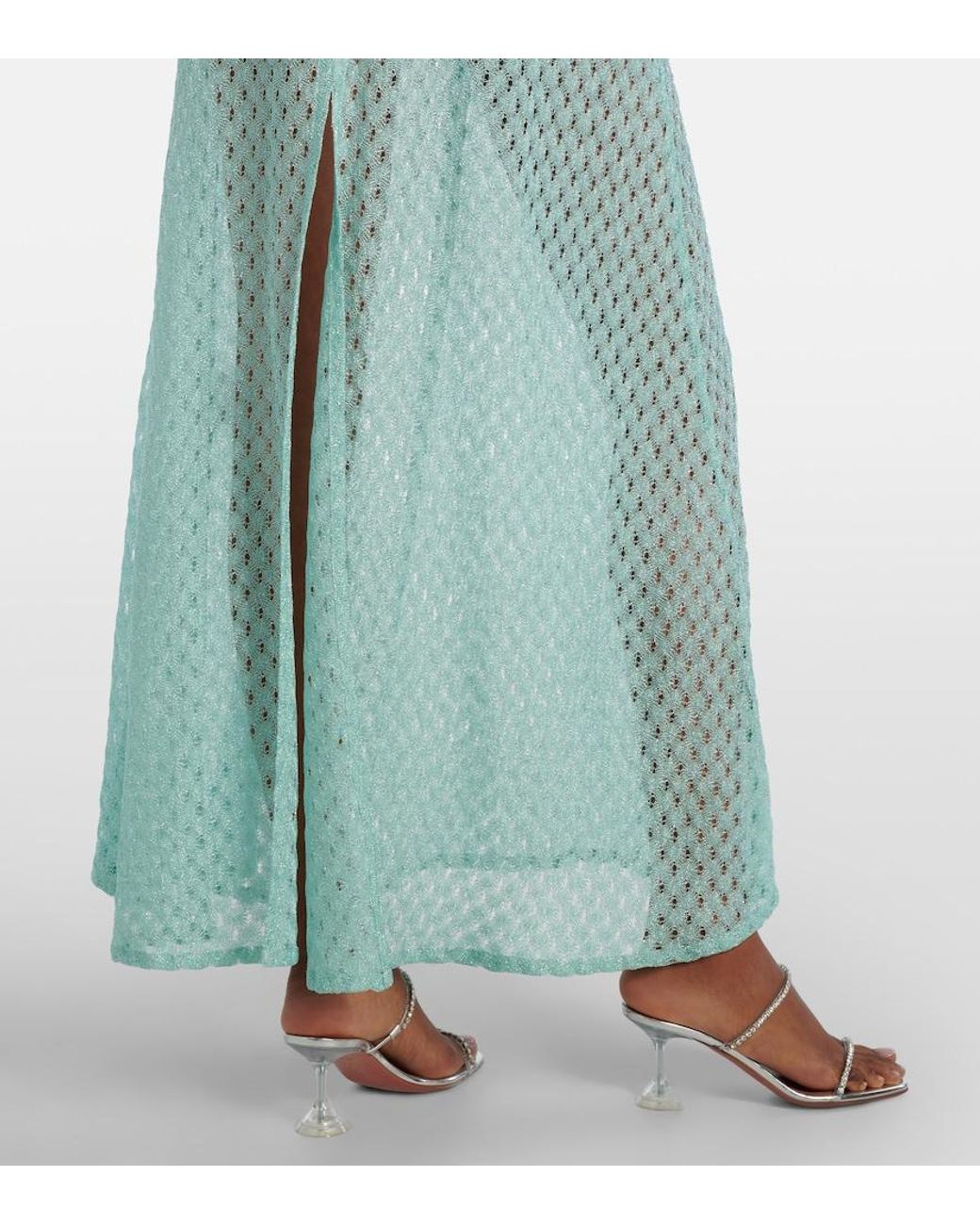 Missoni Blue Open-Knit Lame Maxi Dress