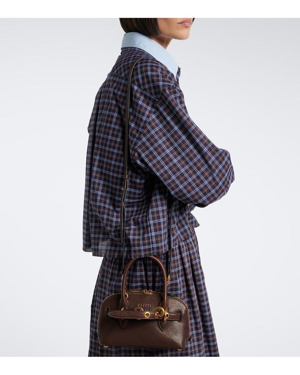 Miu Miu Brown Aventure Mini Leather Top-Handle Bag