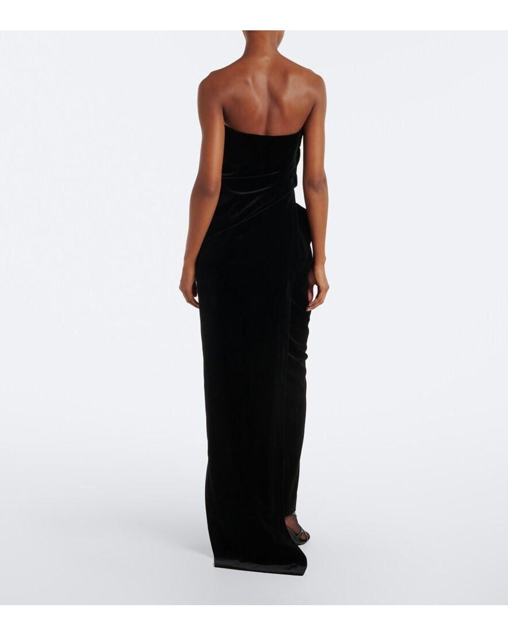 Khaite Black Marou Cutout Cotton Velvet Bustier Gown