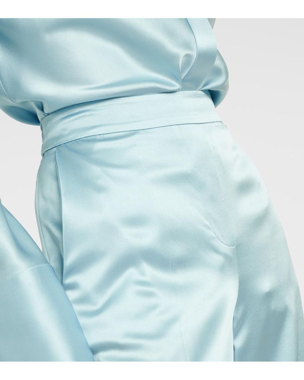 Joseph Blue Tova Silk Satin Straight Pants