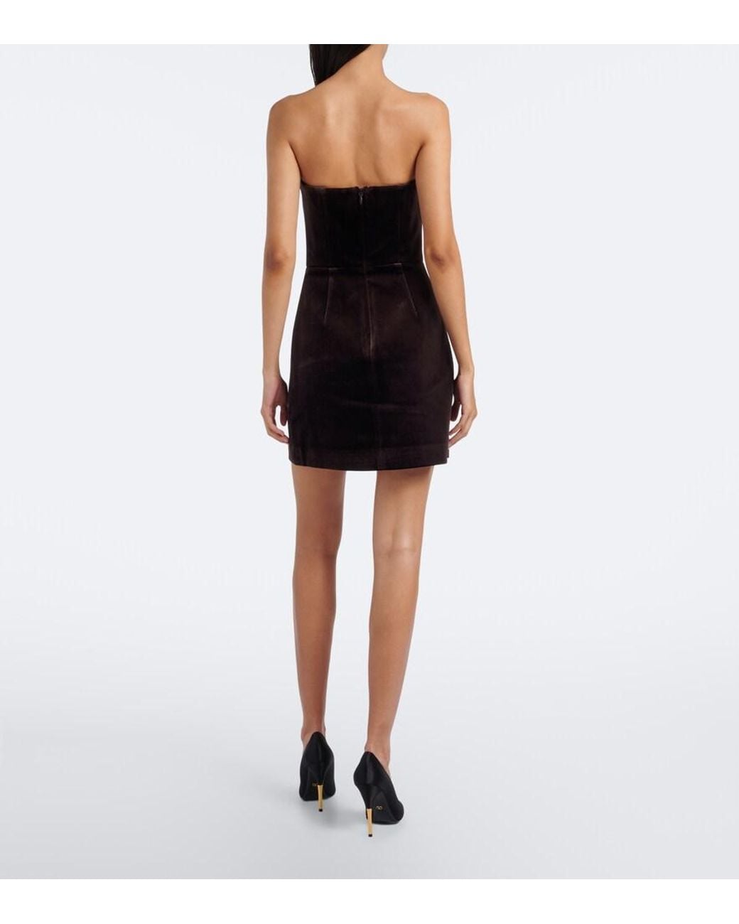 Rebecca Vallance Black Lois Floral-Applique Velvet Bustier Dress