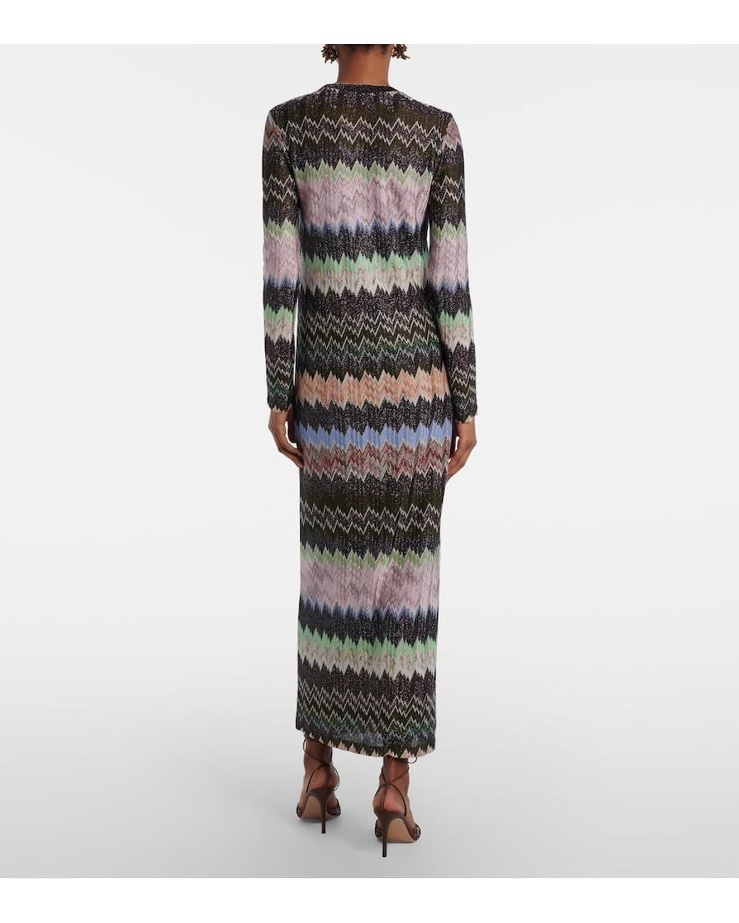 Missoni Black Zigzag-Intarsia Fine-Knit Midi Dress